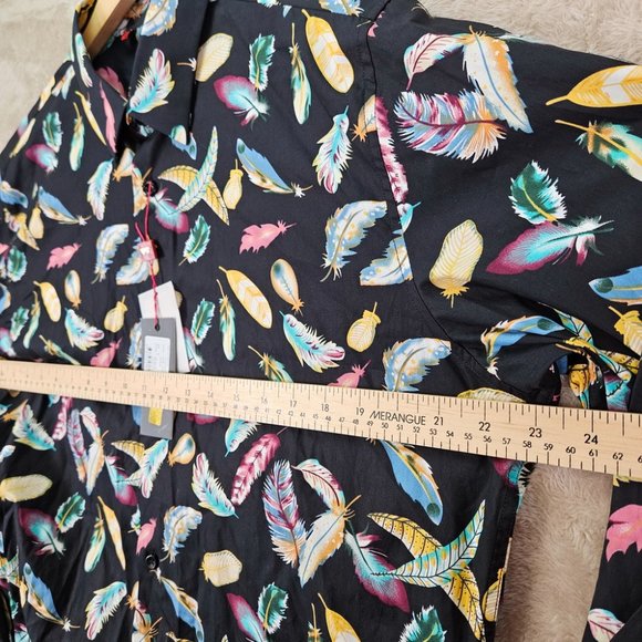 Devil's Advocate Multicolor Feather Button-Down Floral Shirt $80 Men's Size XL - Picture 3 of 10